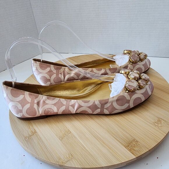 Coach Sonnet Ballet Flats Satin/Polyester Uppers Gold Hardware Rare Vintage Sz10 - Picture 8 of 16
